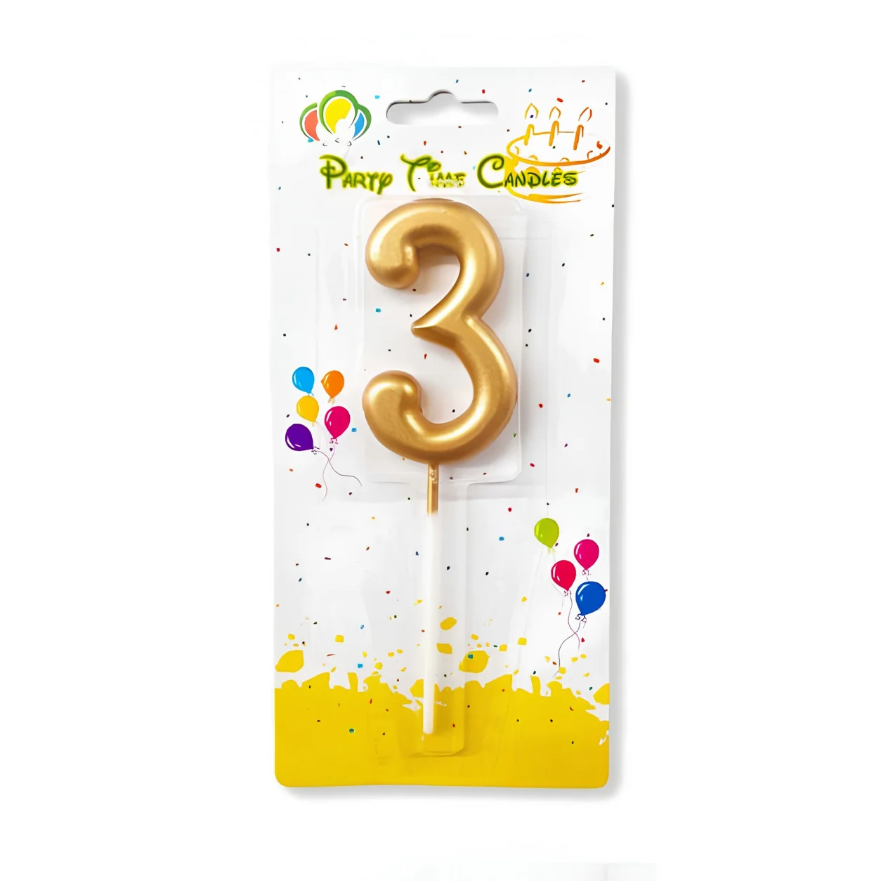 Metallic Golden Number 3 Candle