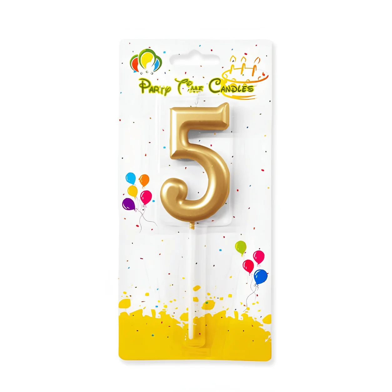 Metallic Golden Number 5 Candle