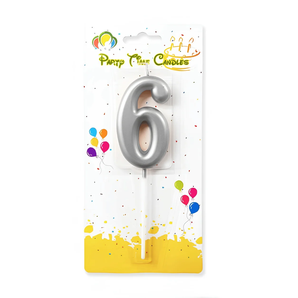 Metallic Silver Number 6 Candle