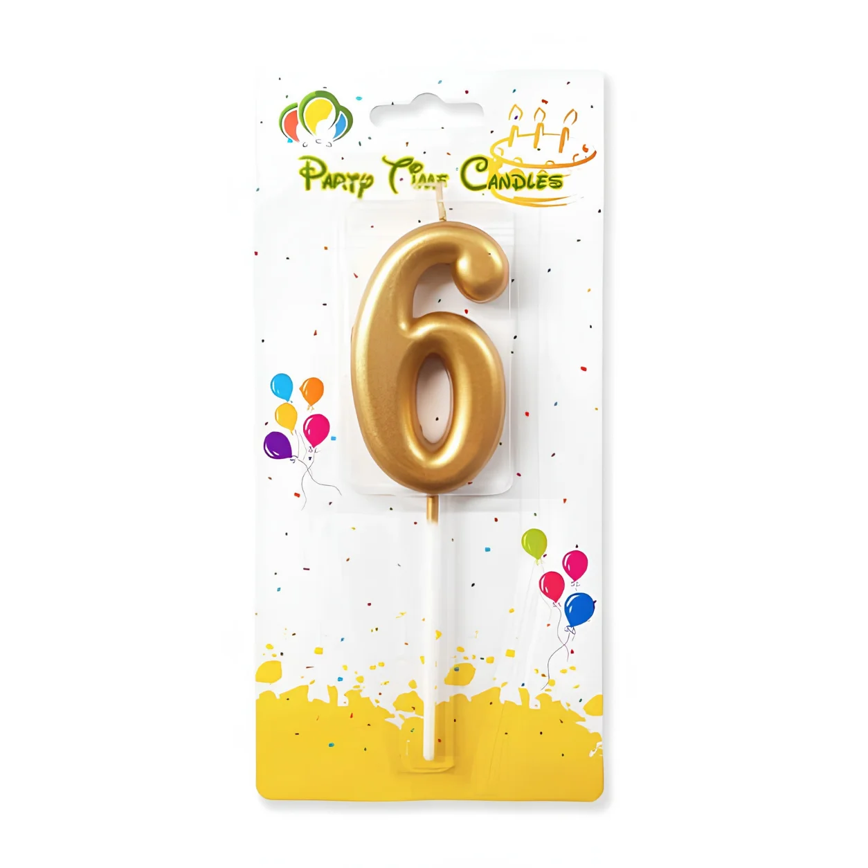 Metallic Golden Number 6 Candle