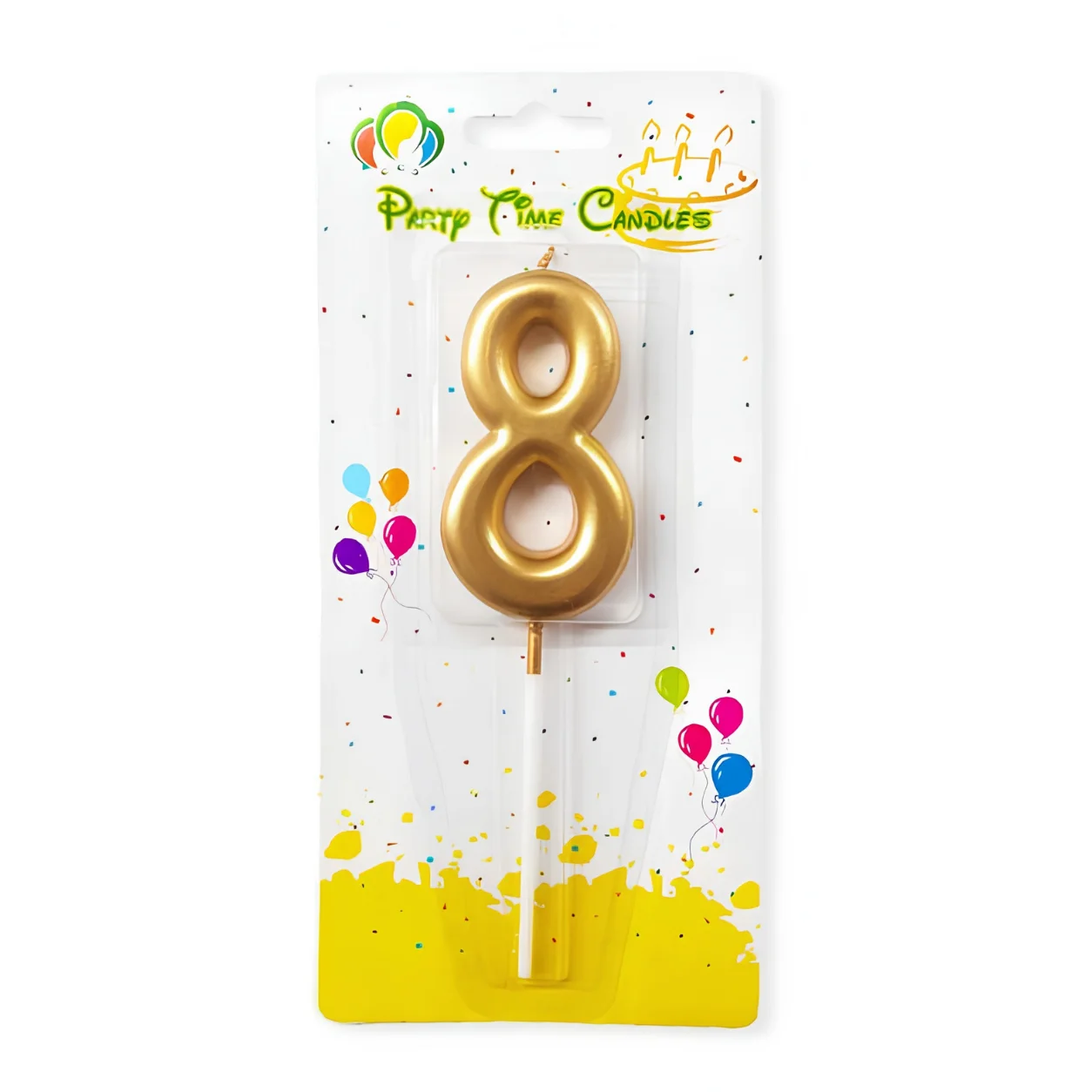 Metallic Golden Number 8 Candle