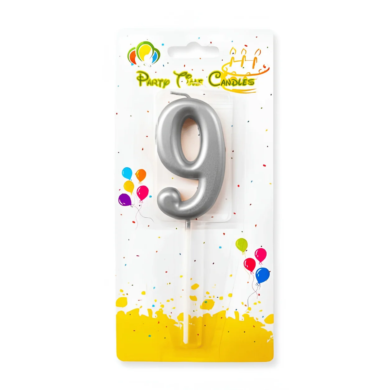 Metallic Silver Number 9 Candle