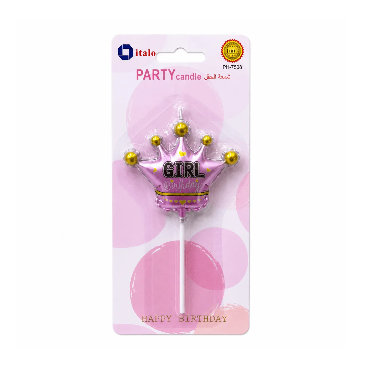 Pink Crown Girl Birthday Candle
