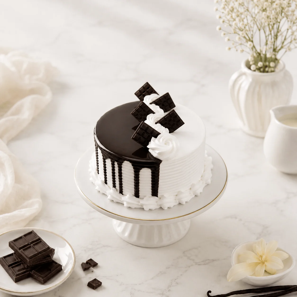Soft Choco Vanilla Sweet Treat Cake 4 Portion