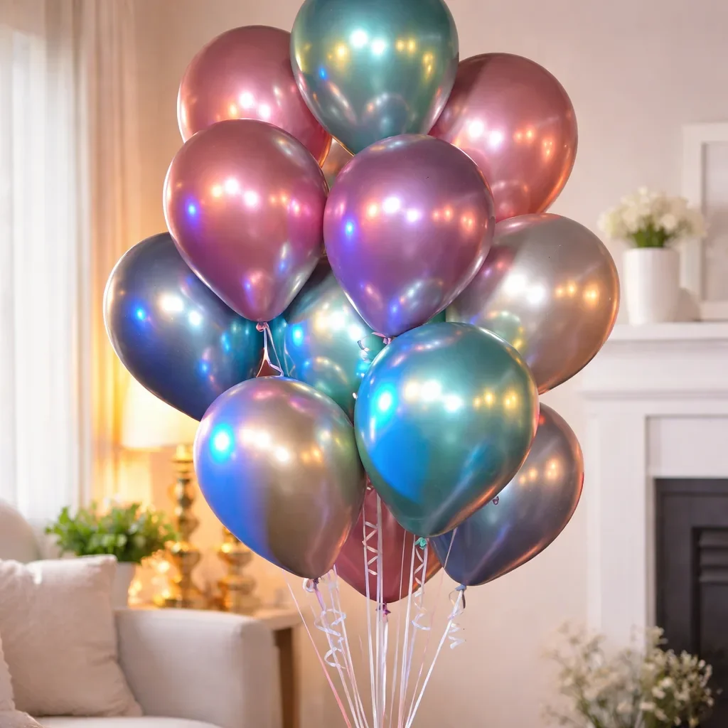 12Pcs Assorted Chrome Latex Balloon