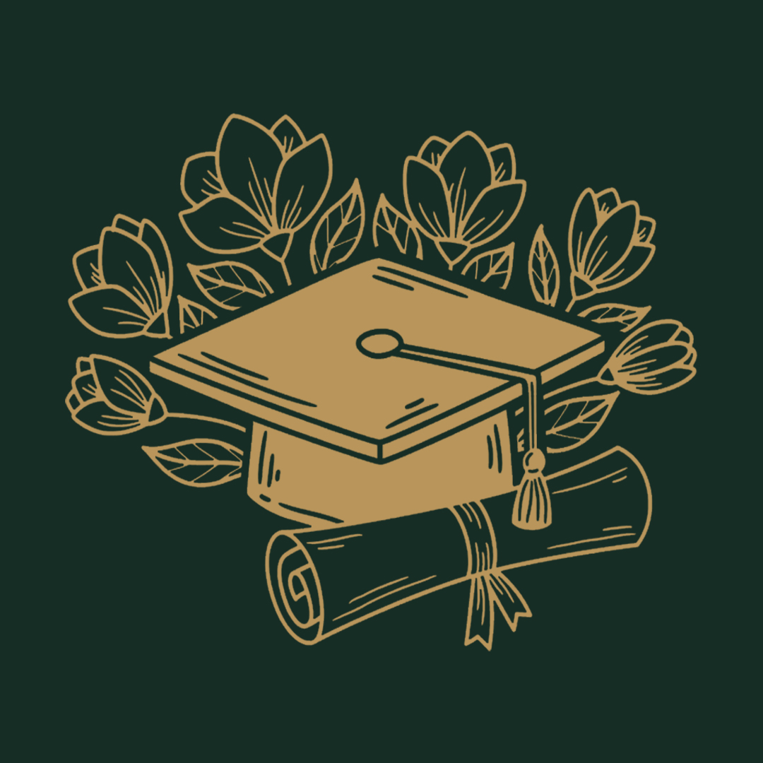 Happy graduates celebrating achievement in caps and gowns with diplomas.