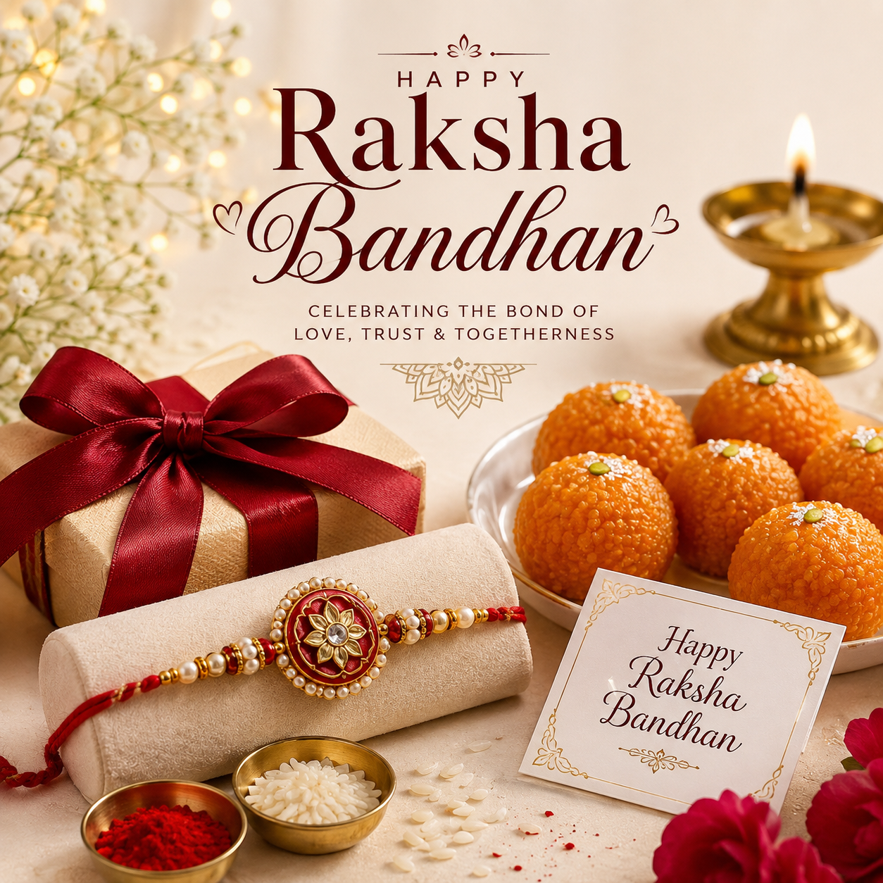 Premium Raksha Bandhan flowers and gift hampers by FaVish Blooms