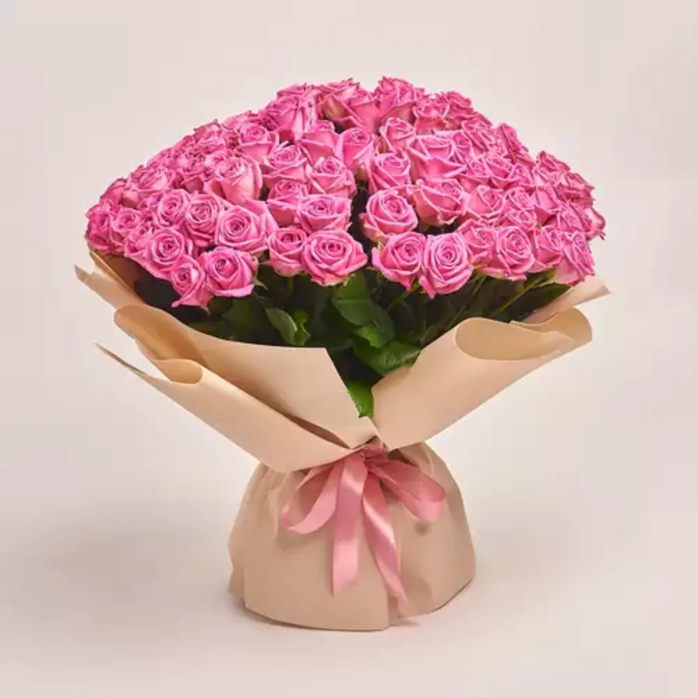 Fresh pink roses bouquet wrapped in elegant pastel paper with premium finishing and soft ribbon, perfect for romantic gifting, birthdays, and same-day flower delivery in Dubai.