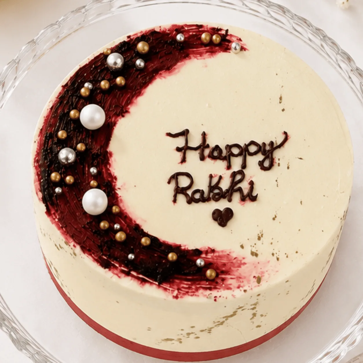 Four-portion red velvet cake for Rakhi celebrations in Dubai