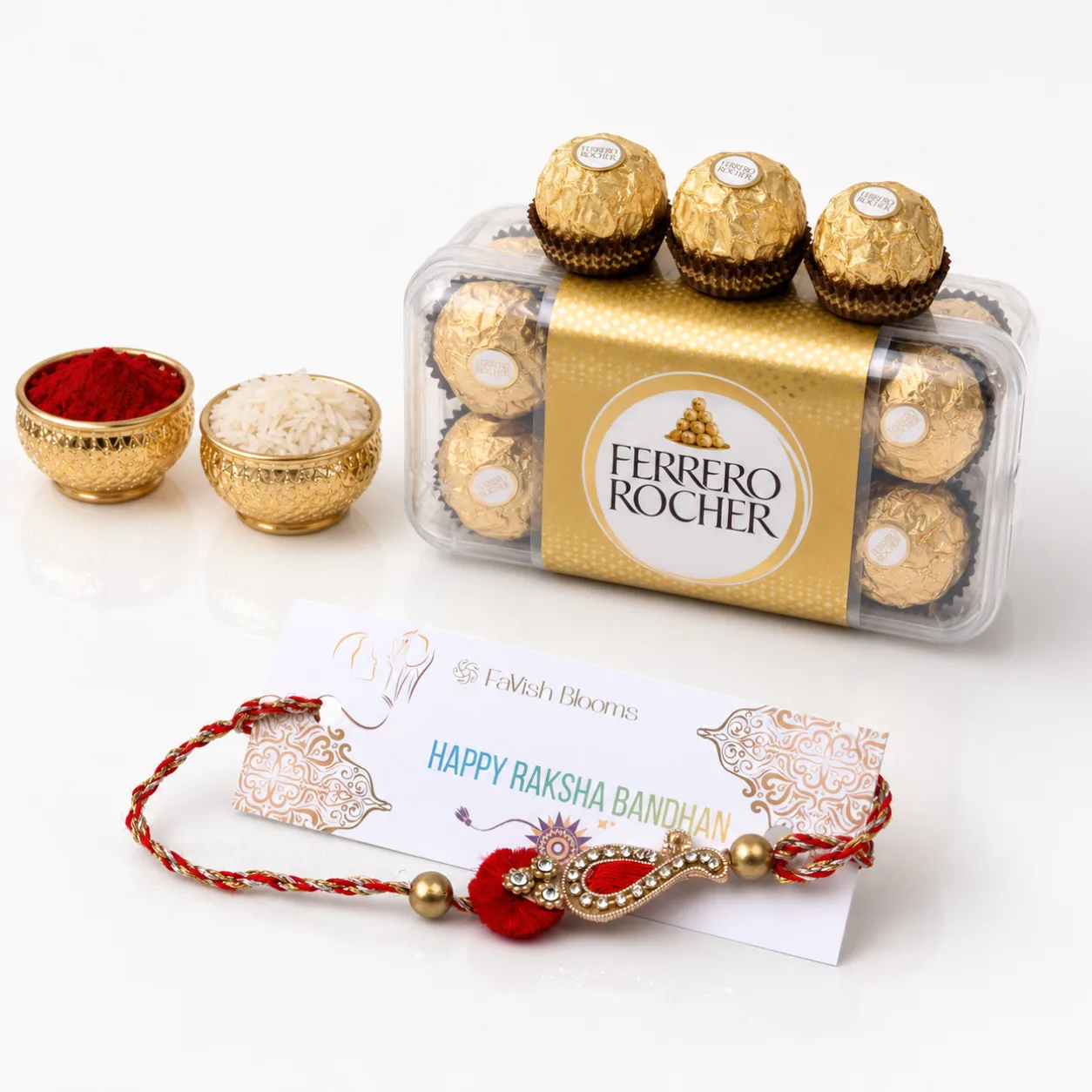 Paisley Design Rakhi with Ferrero Rocher chocolate gift box for Raksha Bandhan