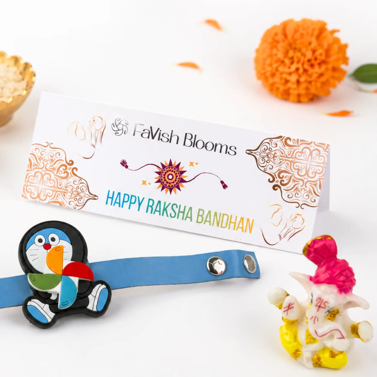 Doraemon Spinner Rakhi with Ganesha