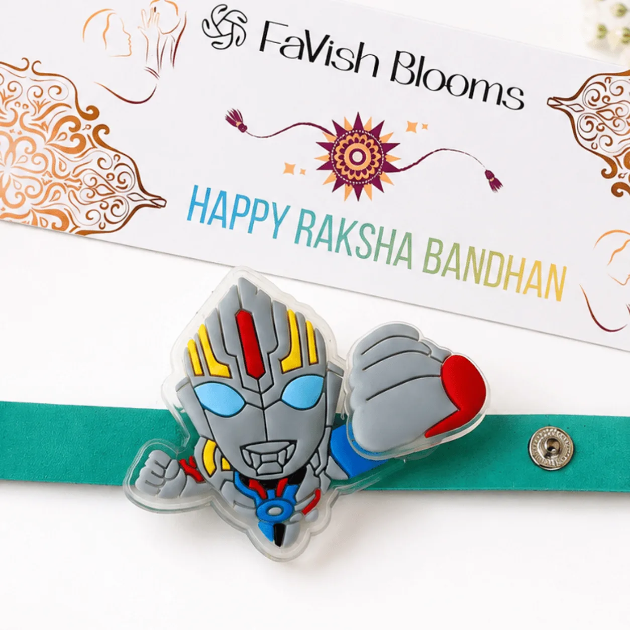 Superhero-themed spinner Rakhi for kids, perfect for Raksha Bandhan gifting and celebrations.