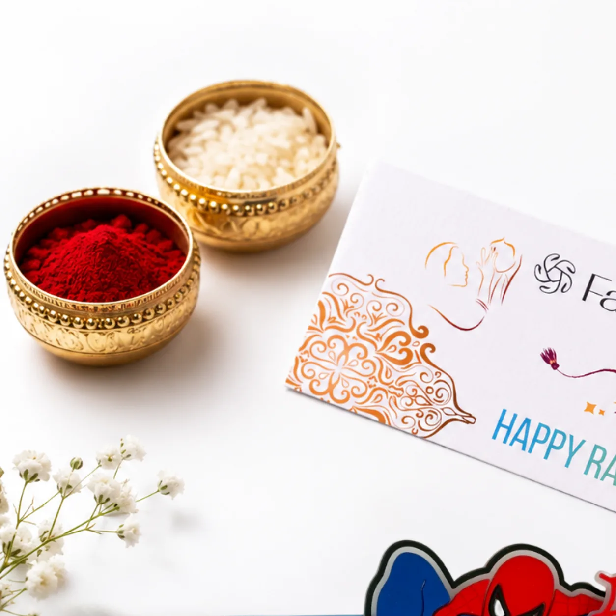 Spiderman Kids Rakhi displayed with festive detailing, perfect for Raksha Bandhan gifting.