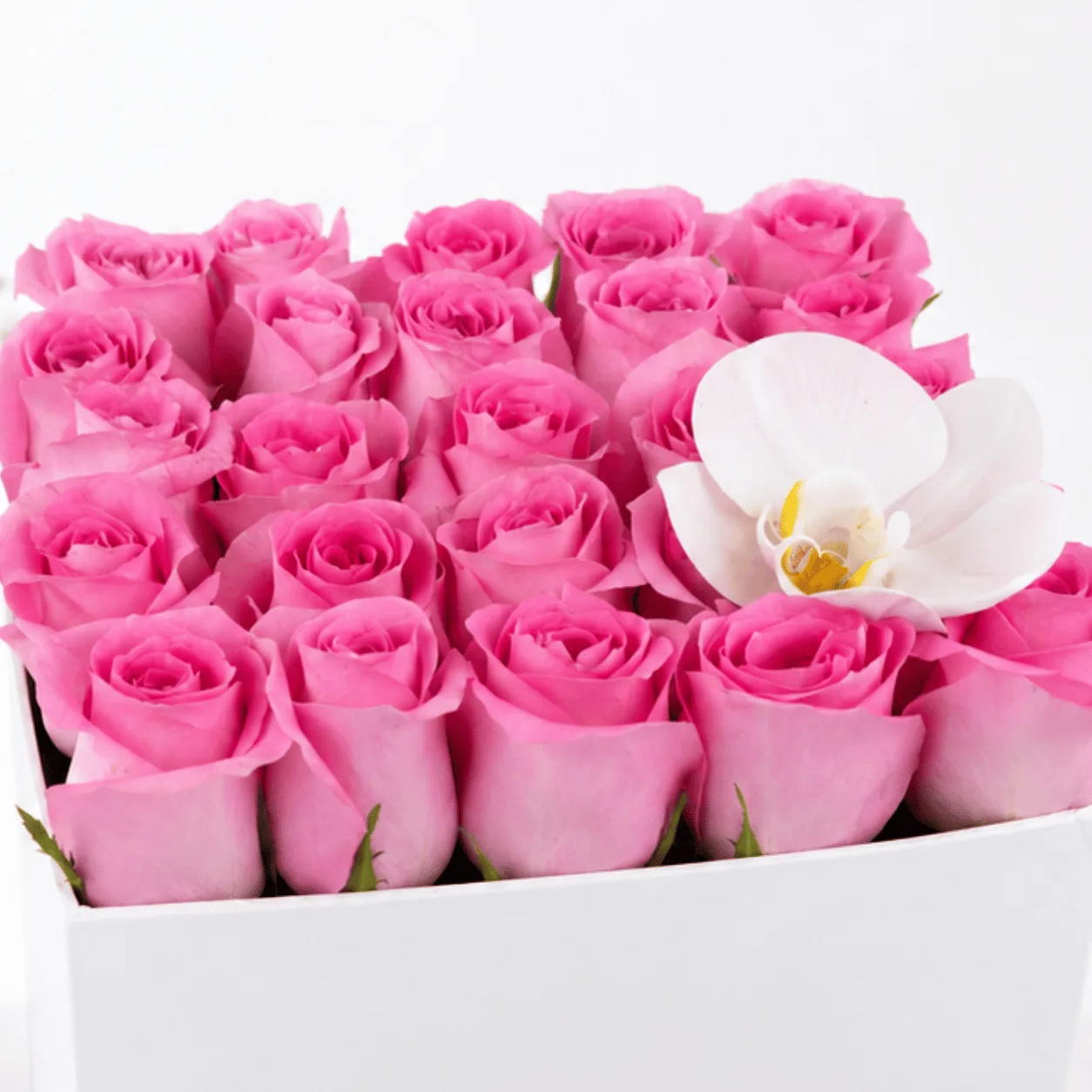 Luxury pink rose arrangement with Ferrero Rocher chocolates in a drawer gift box
