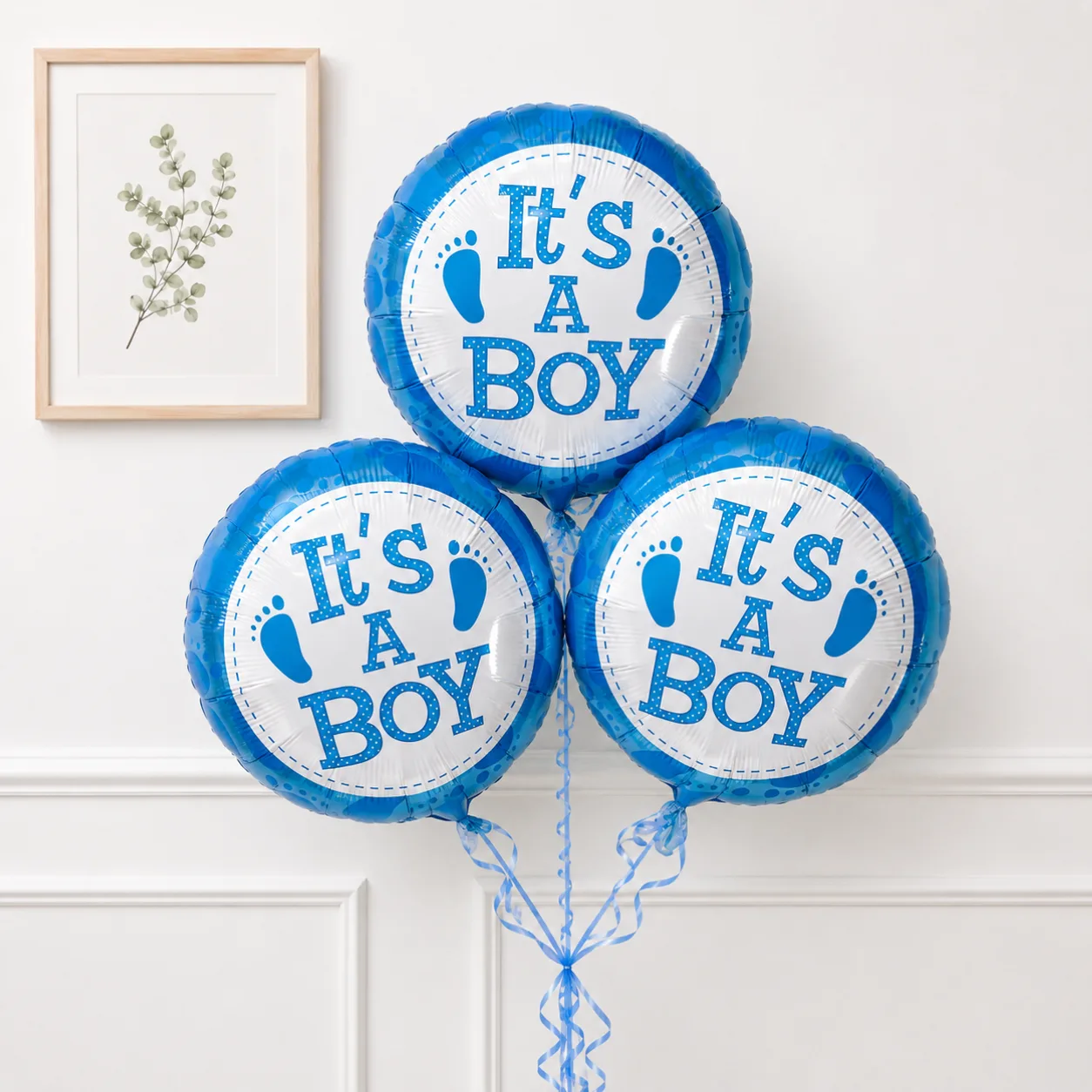 It’s a Boy Helium Balloon Set with blue baby boy themed balloons