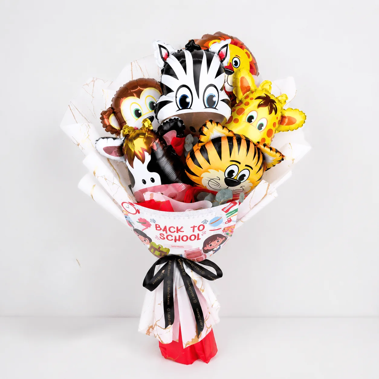 Back to School Animal Balloon Bouquet with colorful animal-themed balloons for kids