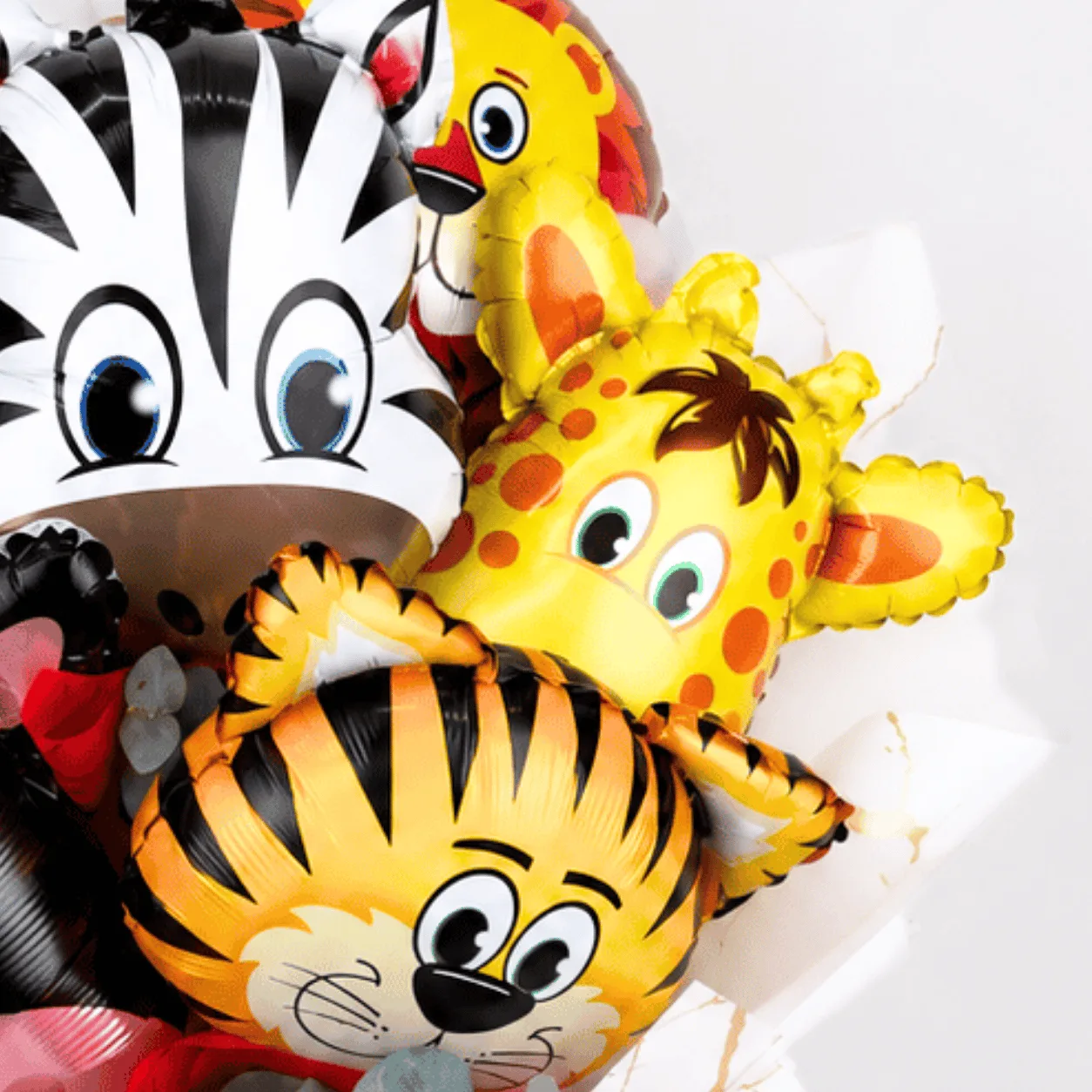 Back to School Balloon Bouquet featuring playful animal designs and bright colorful balloons