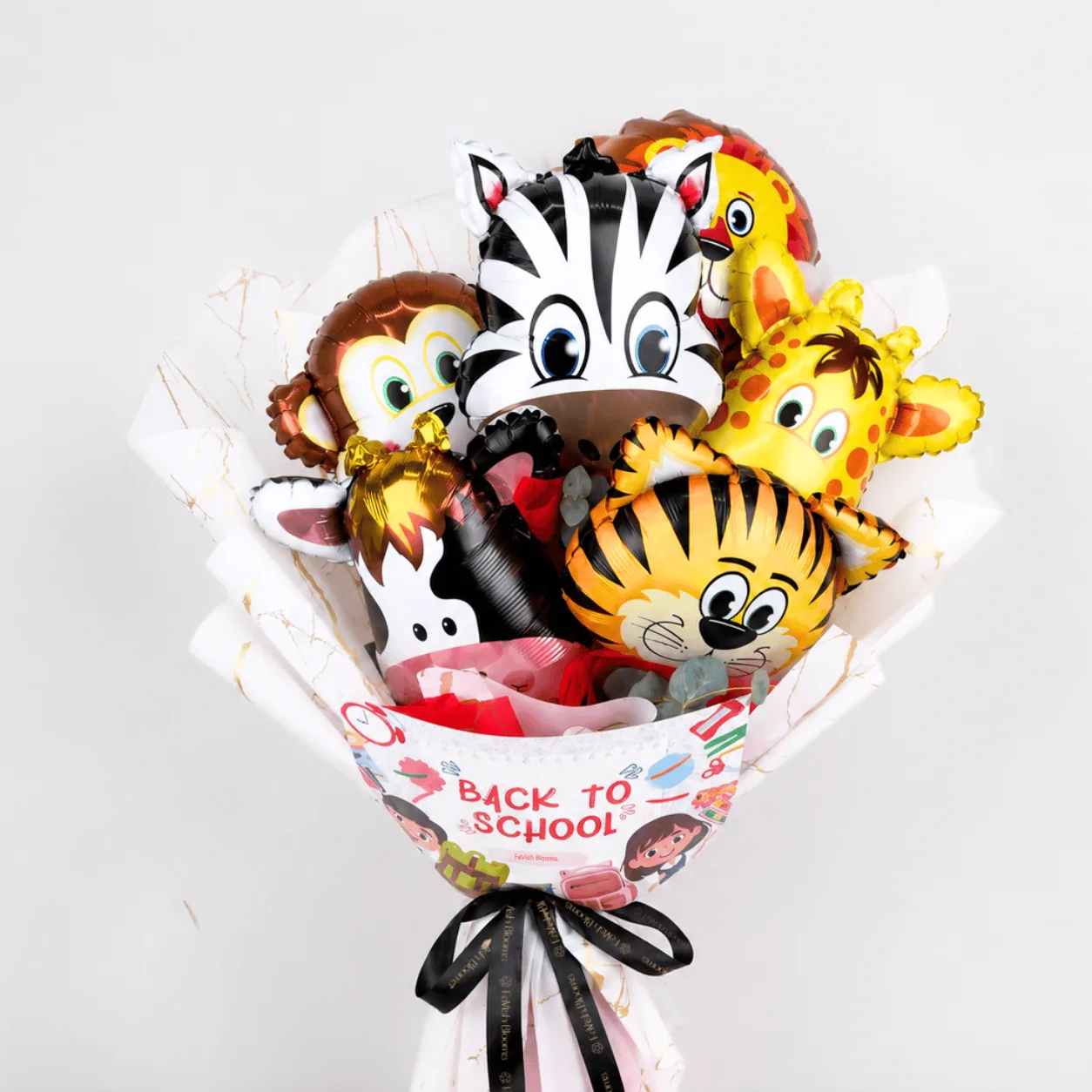 Back to School Animal Balloon Bouquet with cheerful animal balloons for a fun school-day surprise