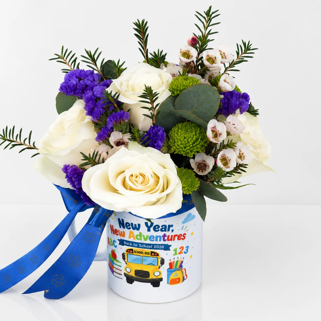 Back to School Floral Mug gift for students, teachers and first day of school celebrations