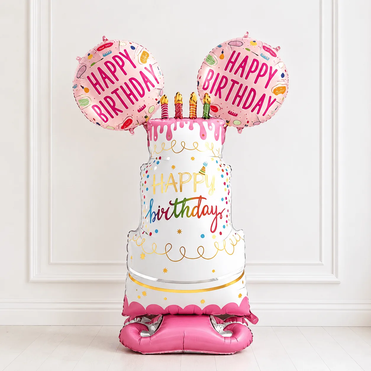 Happy Birthday Cake Balloon Set with colourful helium balloons for birthday celebration in Dubai