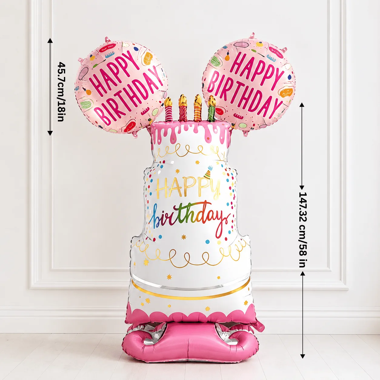 Birthday cake and helium balloon gift set for kids, friends and family celebrations