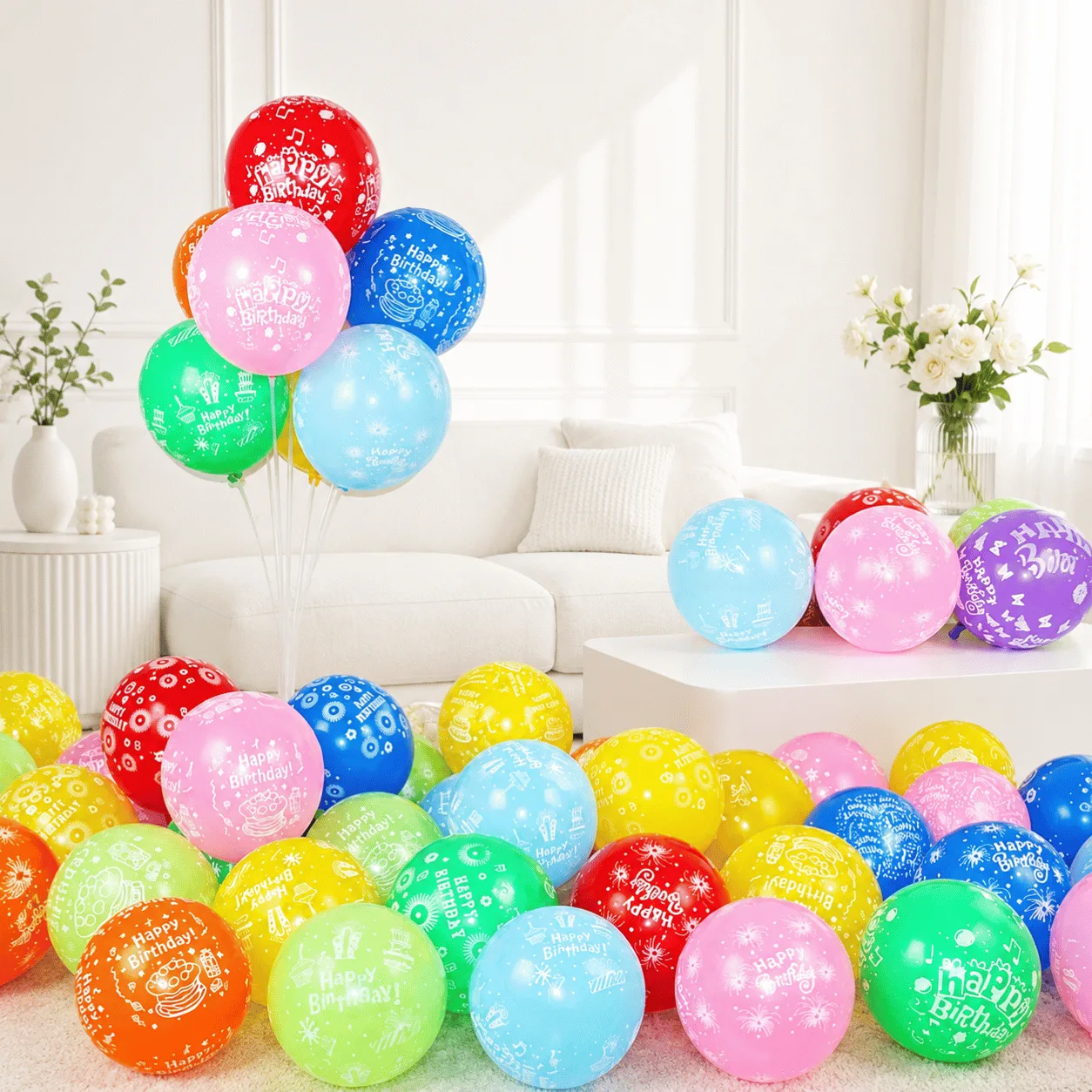 Colourful Birthday Helium Foil Balloons for Celebration