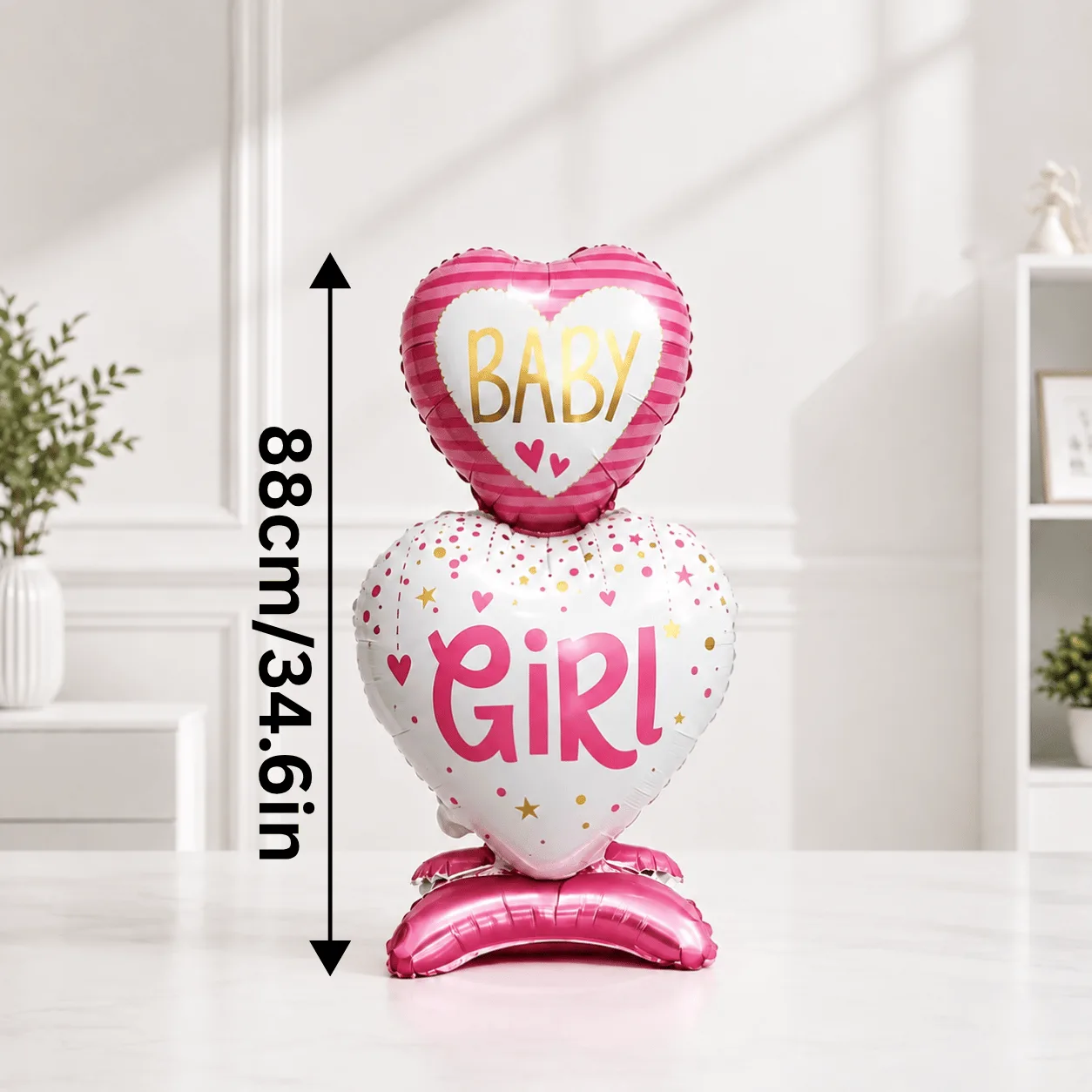 Cute Pink Baby Girl Standing Balloon Decoration in Dubai