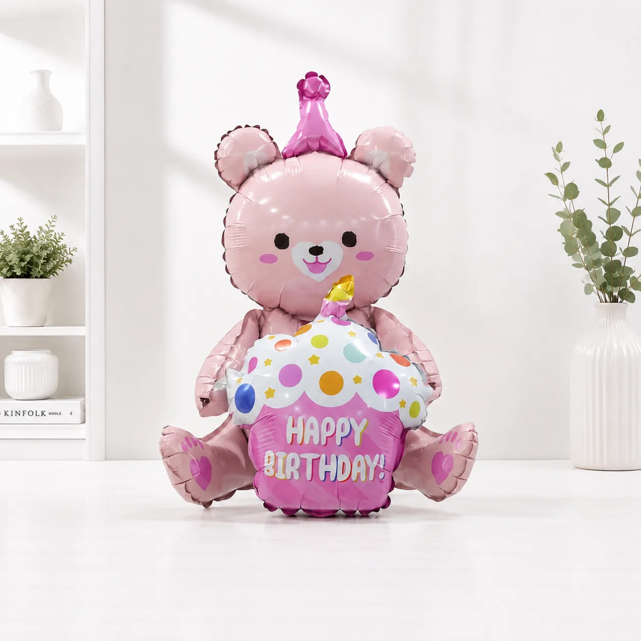 Pink Teddy Bear Happy Birthday Balloon for Birthday Celebration