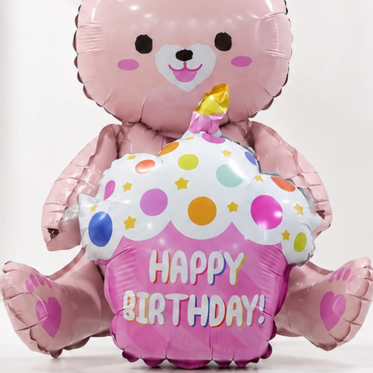 Pink Teddy Bear Happy Birthday Balloon