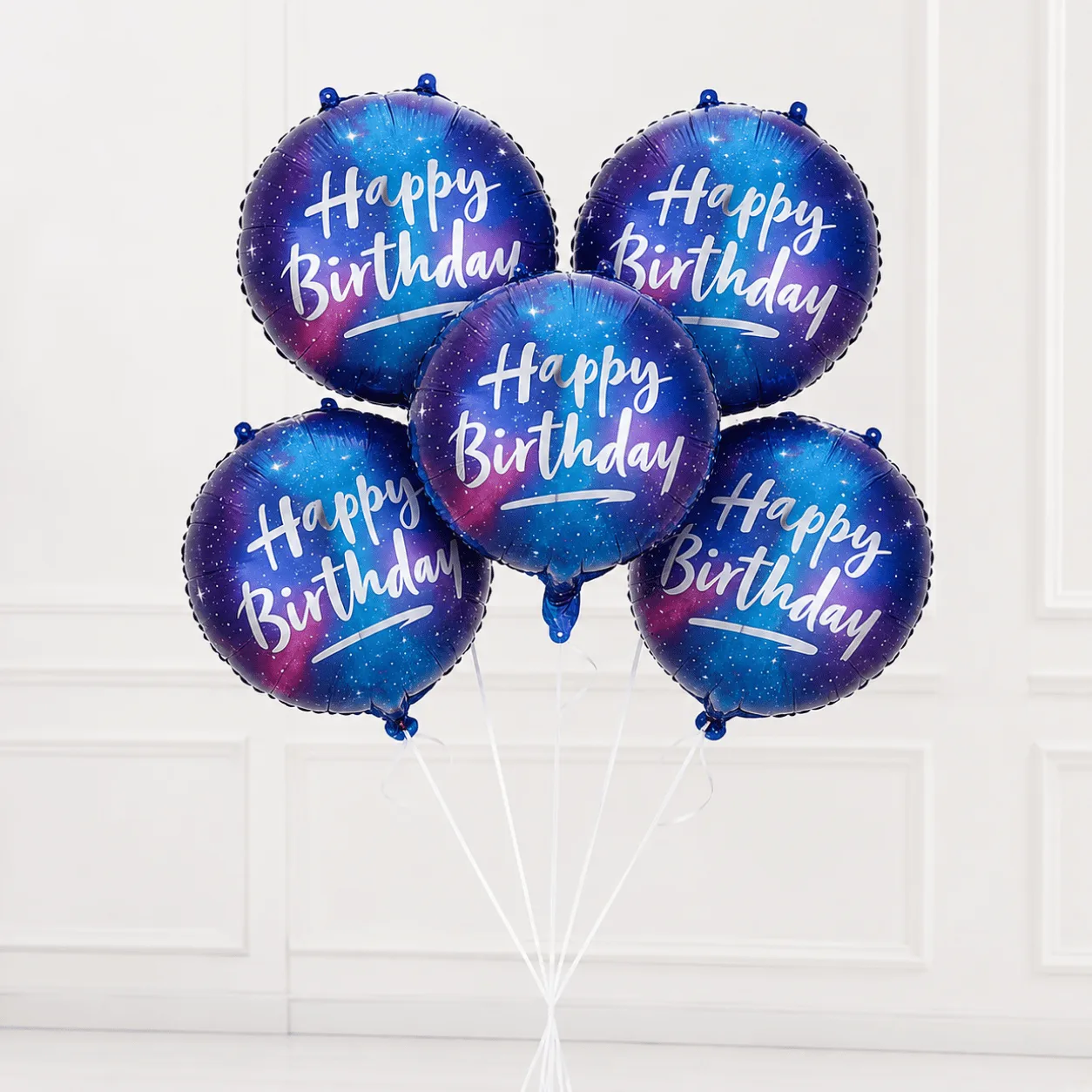 Blue Birthday Helium Balloons Set of 5 for Birthday Celebration