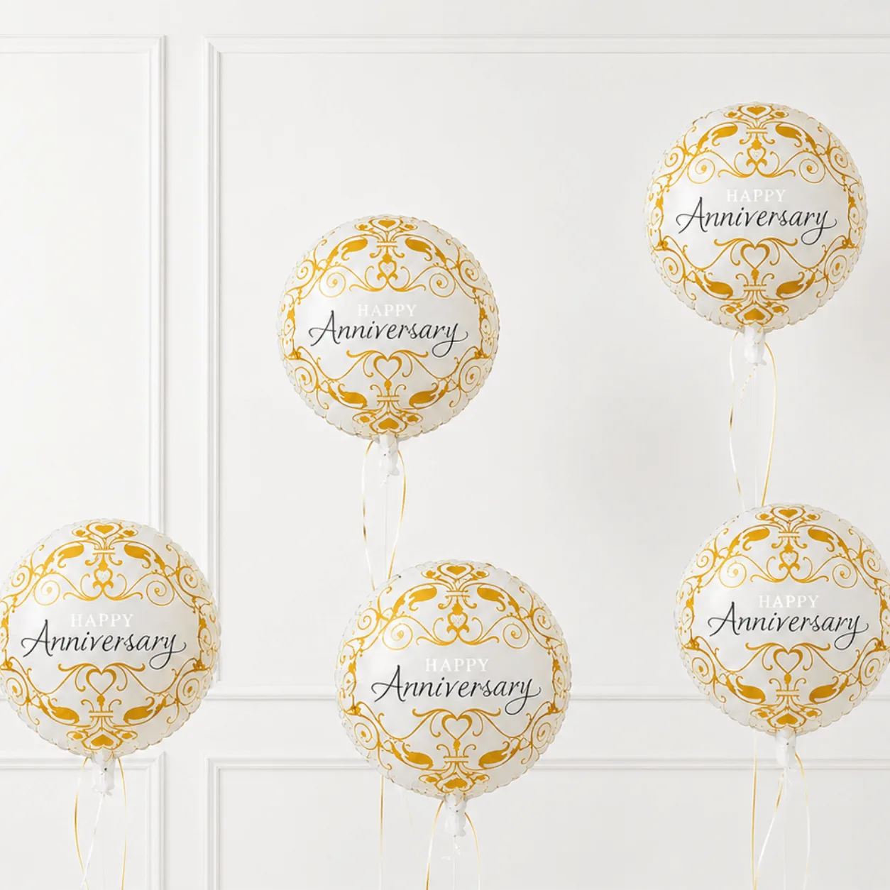 Elegant Happy Anniversary Helium Balloons for Couples