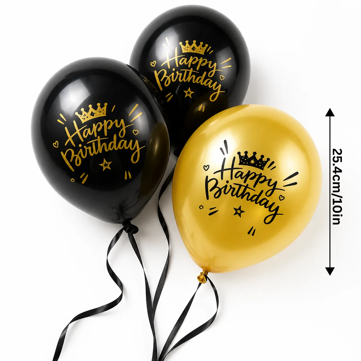 Black & Gold Happy Birthday Helium Balloon Set for Birthday Celebration