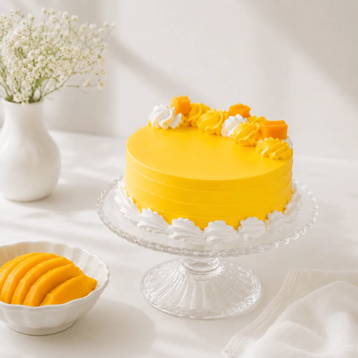 Pink and red roses bouquet paired with a delicious 500 g mango vanilla cake.