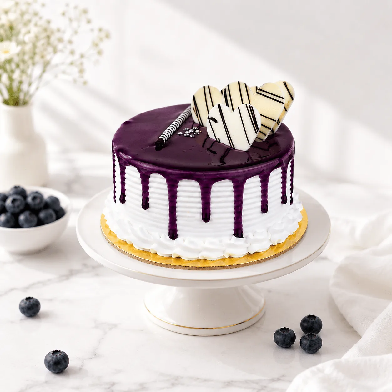 Bright sunflower and blueberry vanilla cake combo for birthdays and joyful celebrations.