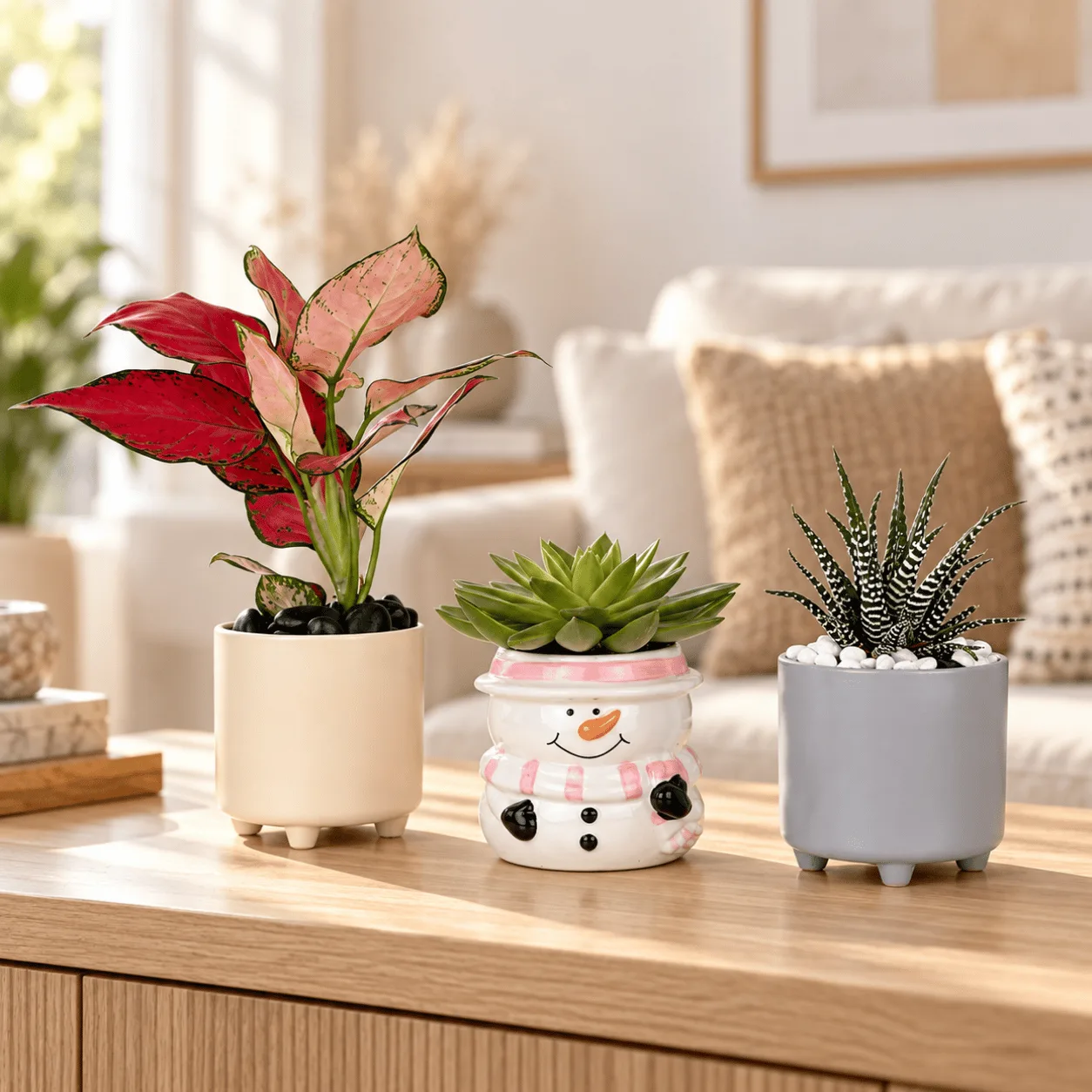 Aglaonema & Succulent Plants Trio Gift in Dubai