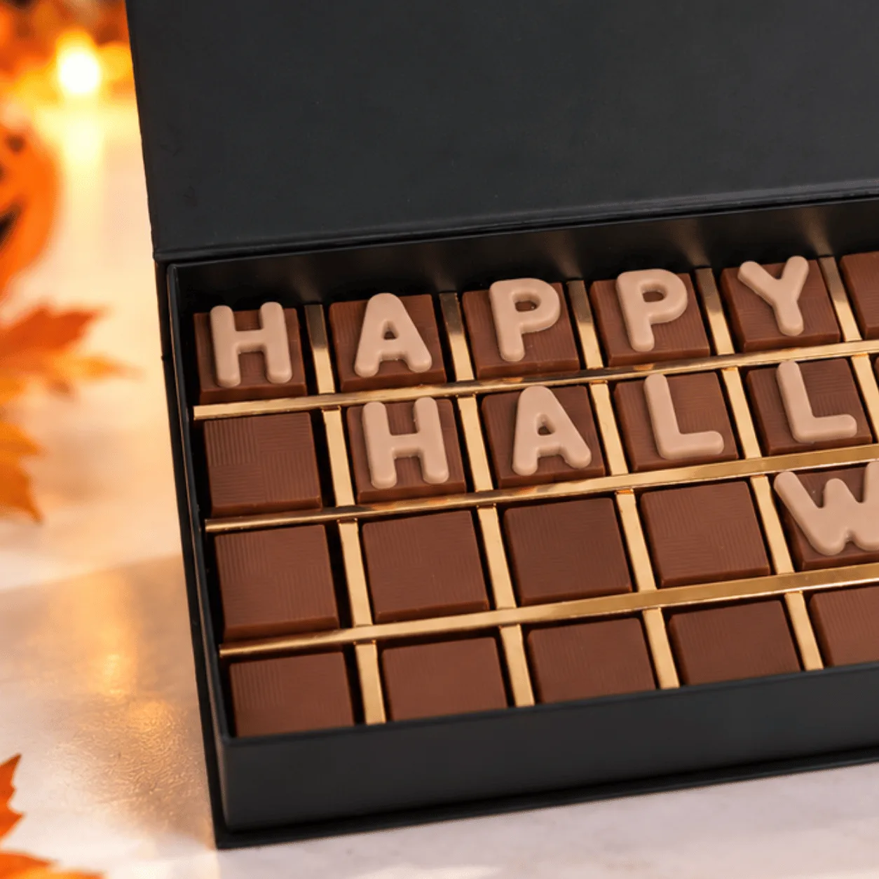 Happy Halloween Premium Chocolate Gift Box beautifully presented as a luxury Halloween chocolate gift for friends, family, and loved ones in Dubai.