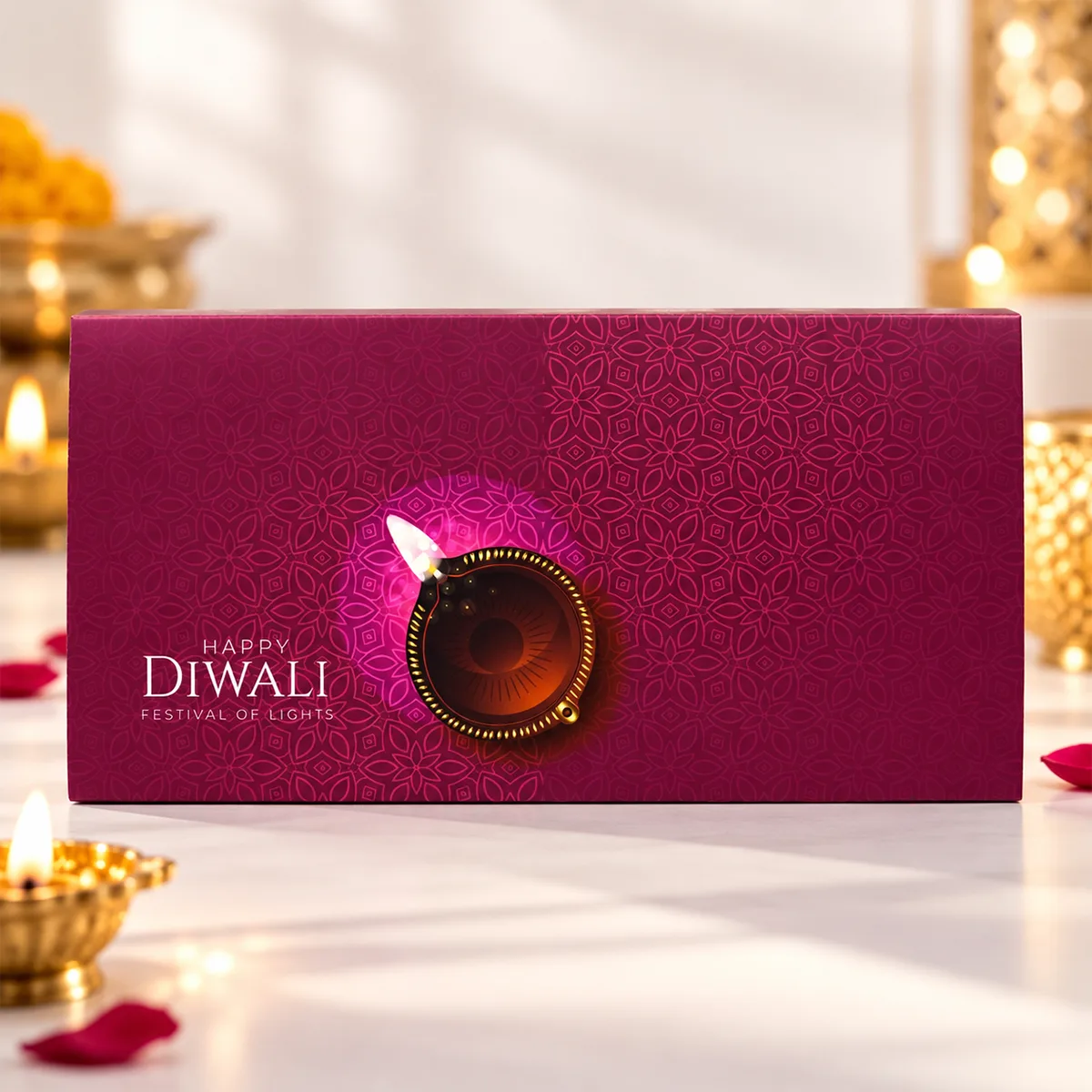Premium 32-piece Diwali chocolate gift box, an elegant festive gift for friends, family, and loved ones in Dubai.