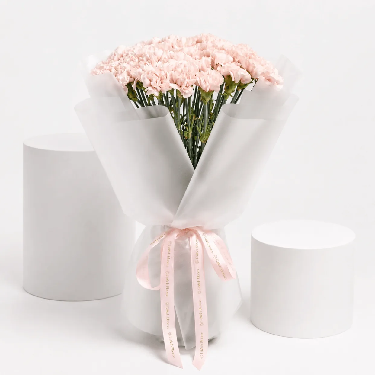 51 light pink carnations bouquet arranged beautifully for elegant gifting