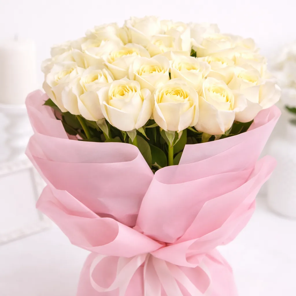 25 Roses White O Hara Bouquet