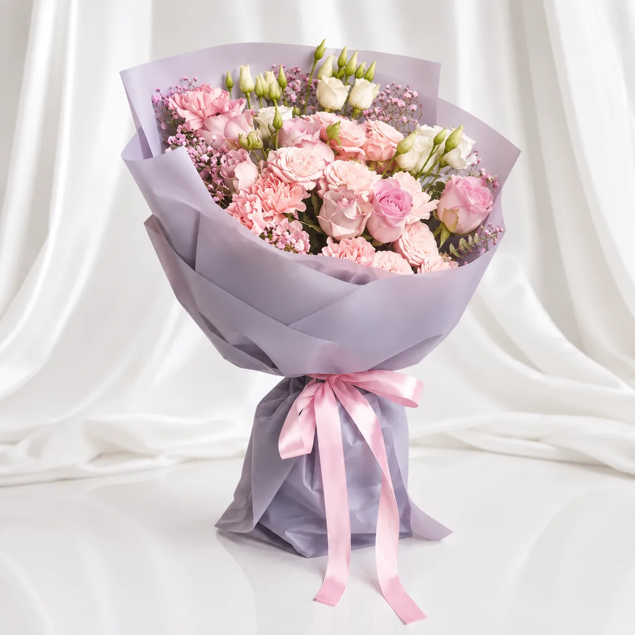 Soft Pink Elegance Rose Bouquet with fresh pink roses in premium wrapping