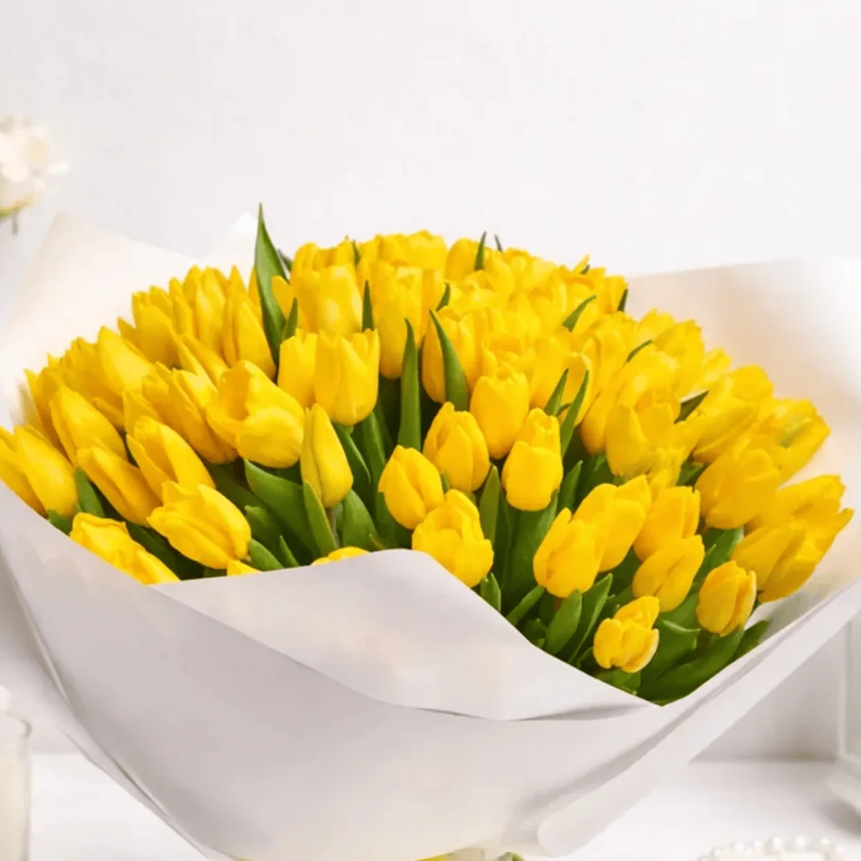 101 Yellow Tulip Bouquet