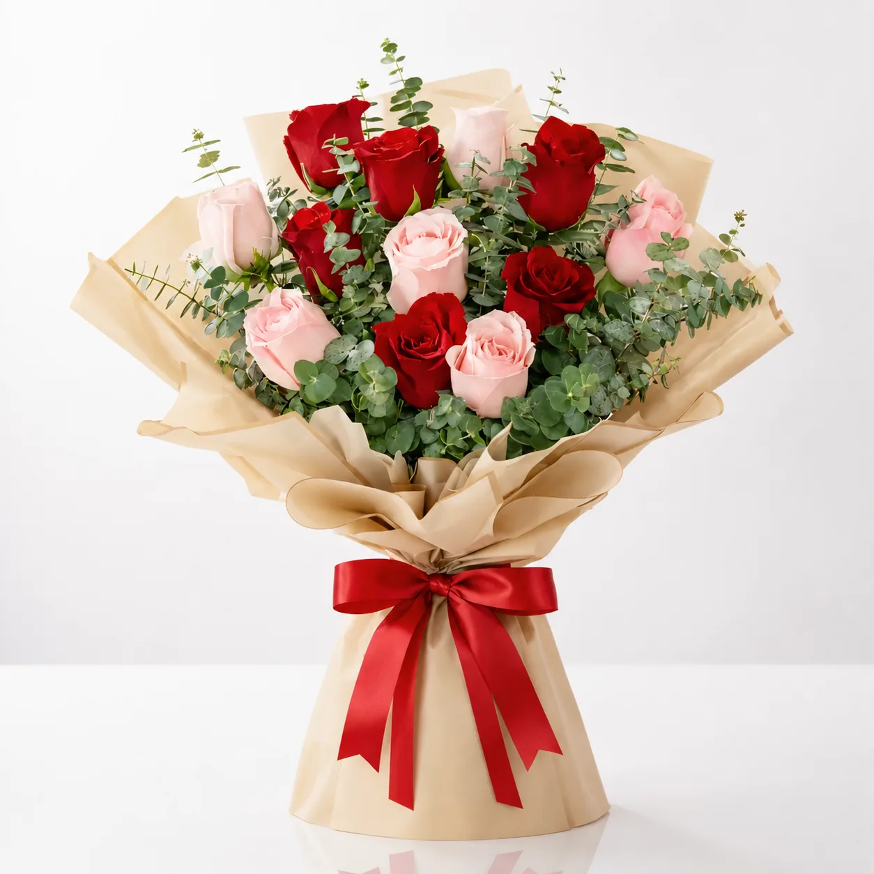 Elegant 11 Pink & Red Rose Bouquet