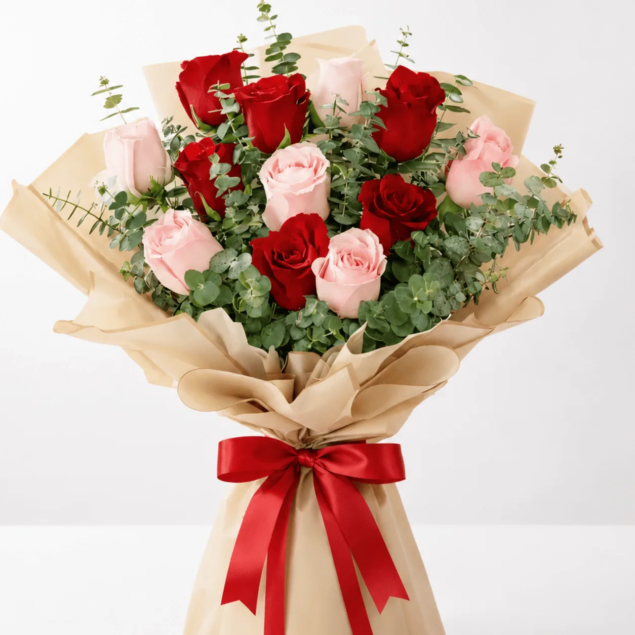 Elegant 11 Pink & Red Rose Bouquet