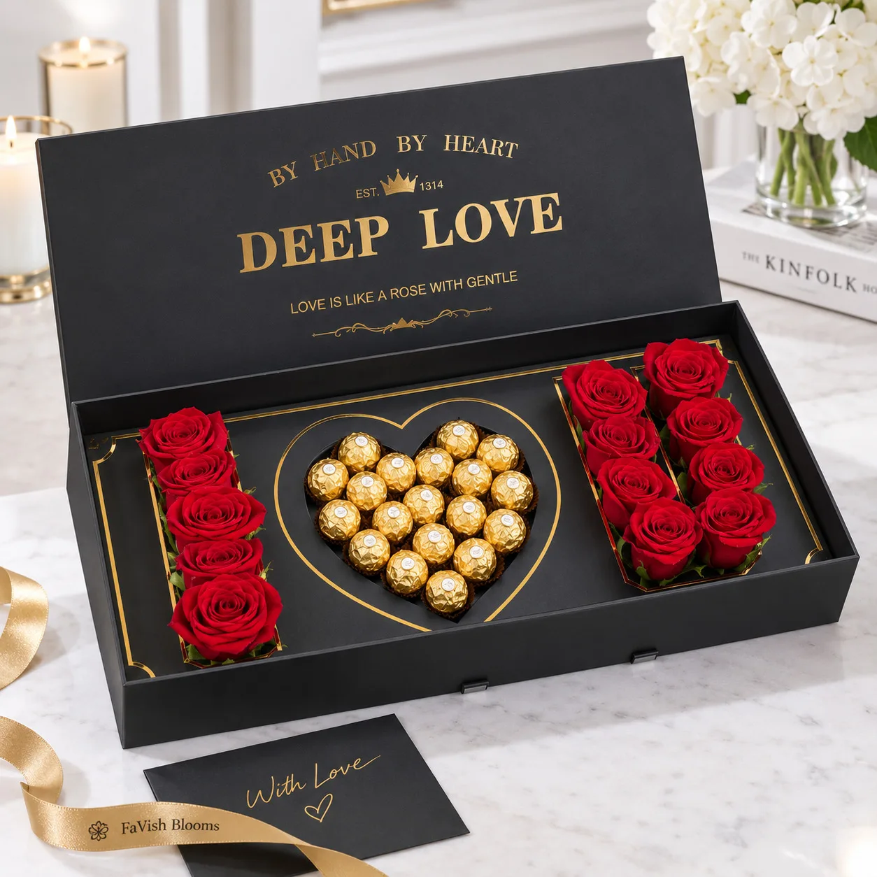 Luxury Ferrero Deep Love Red Rose Box for romantic gifting in Dubai