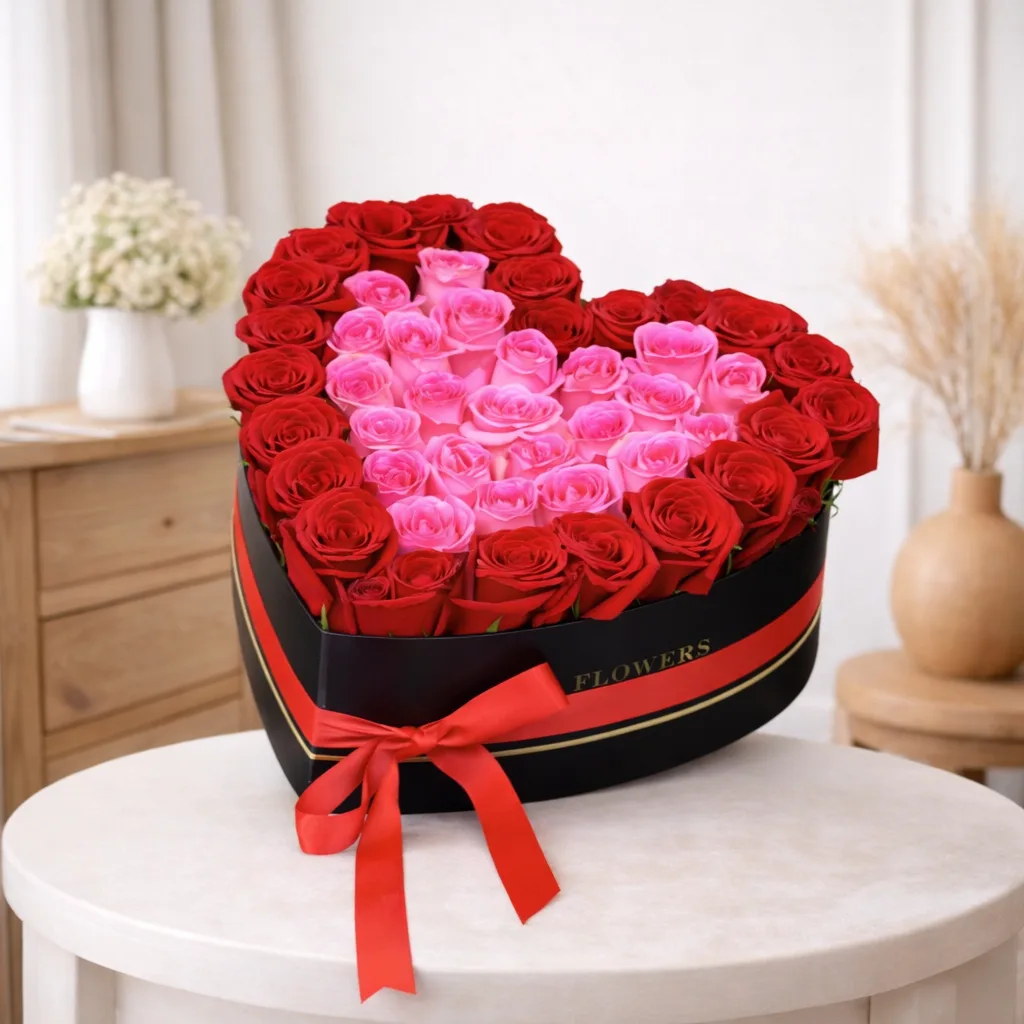 Premium love heart roses gift box for special occasions
