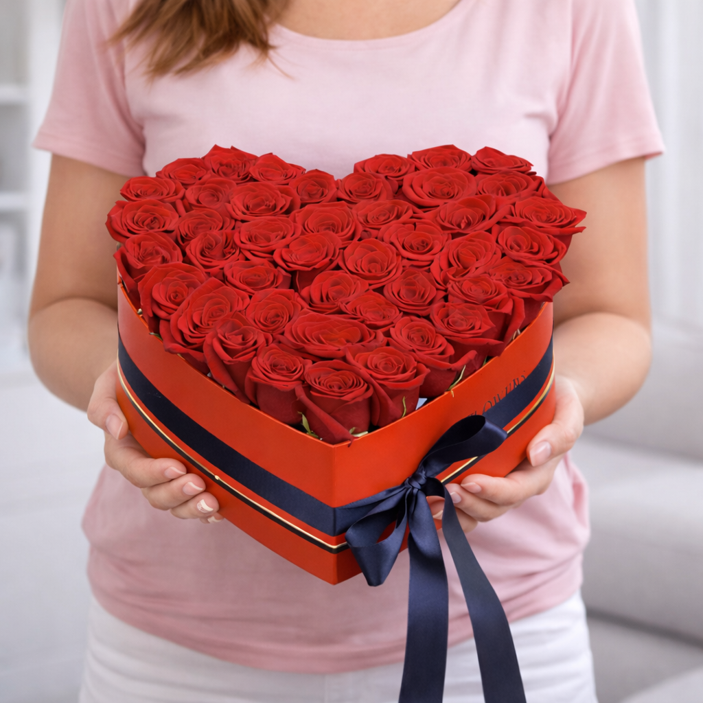 Romantic premium heart rose box bouquet for special occasions