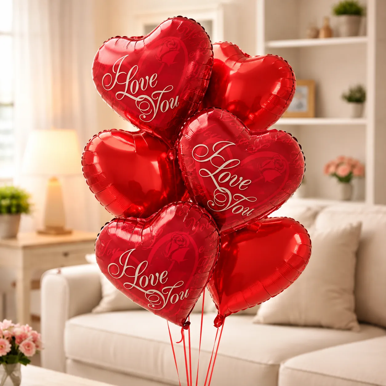 Pack of 6 Heart Shape Foil Balloons for Love and Anniversary Decor