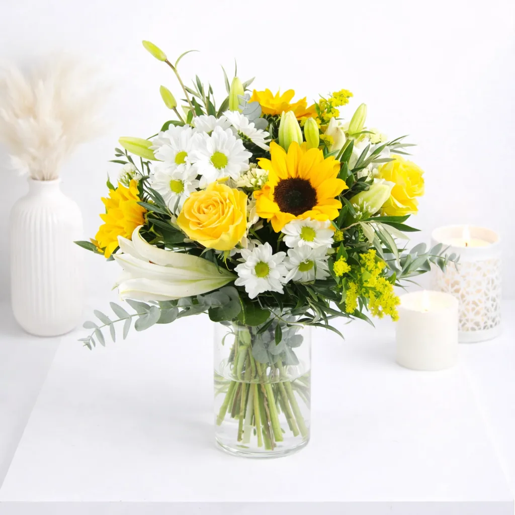 Radiant Sunflower & Rose Elegance Vase