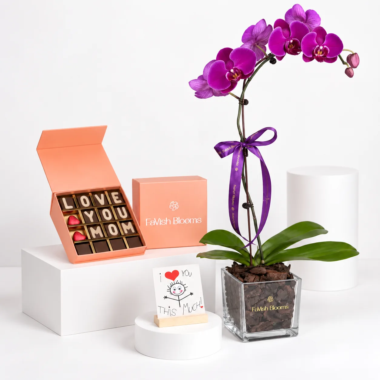 Purple Orchid Plant and Chocolate Gift Set for Mom in Dubai