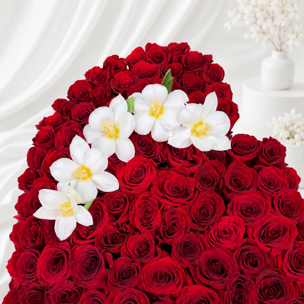 Luxury red rose heart box by FaVish Blooms